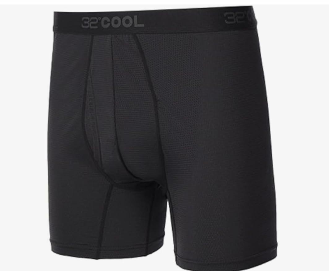 32 DEGREES COOL Men's Boxer Brief, Comfort Mesh, 3-Pack, Black, Large, Quick Dry