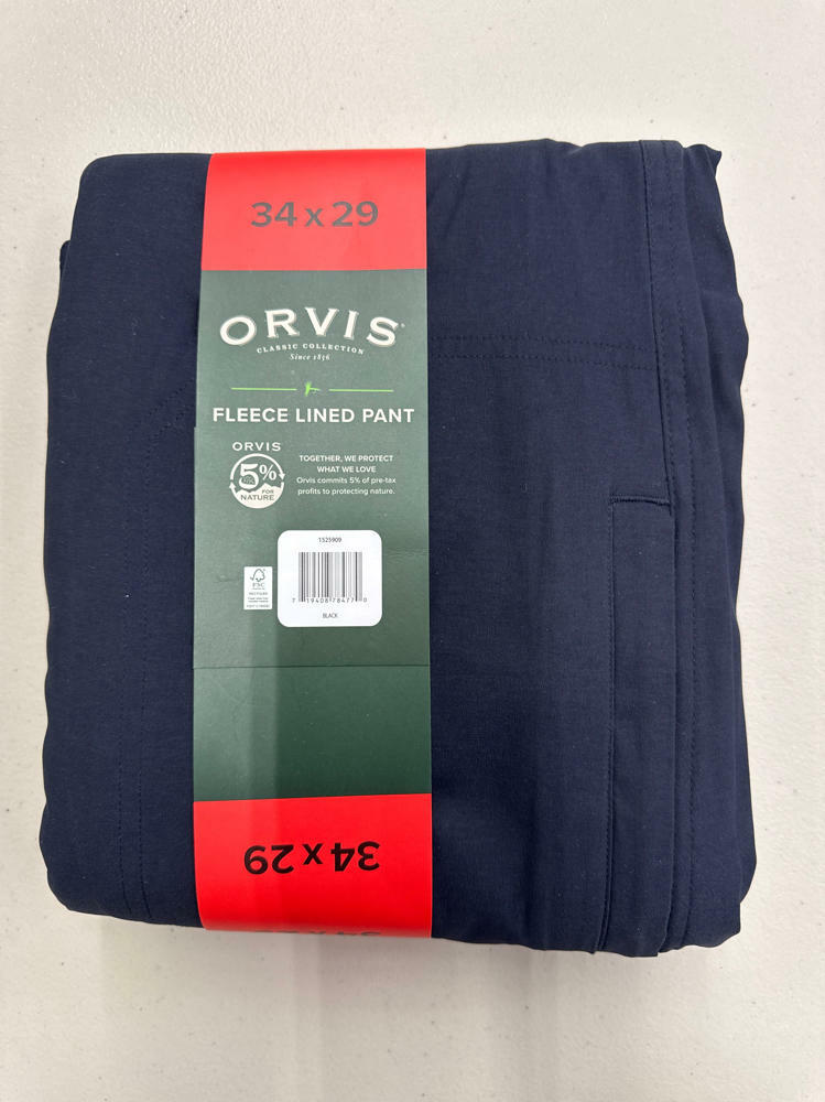 Orvis Mens Regular Fit Fleece Lined Stretch Fabric Pant (Black,34x29)