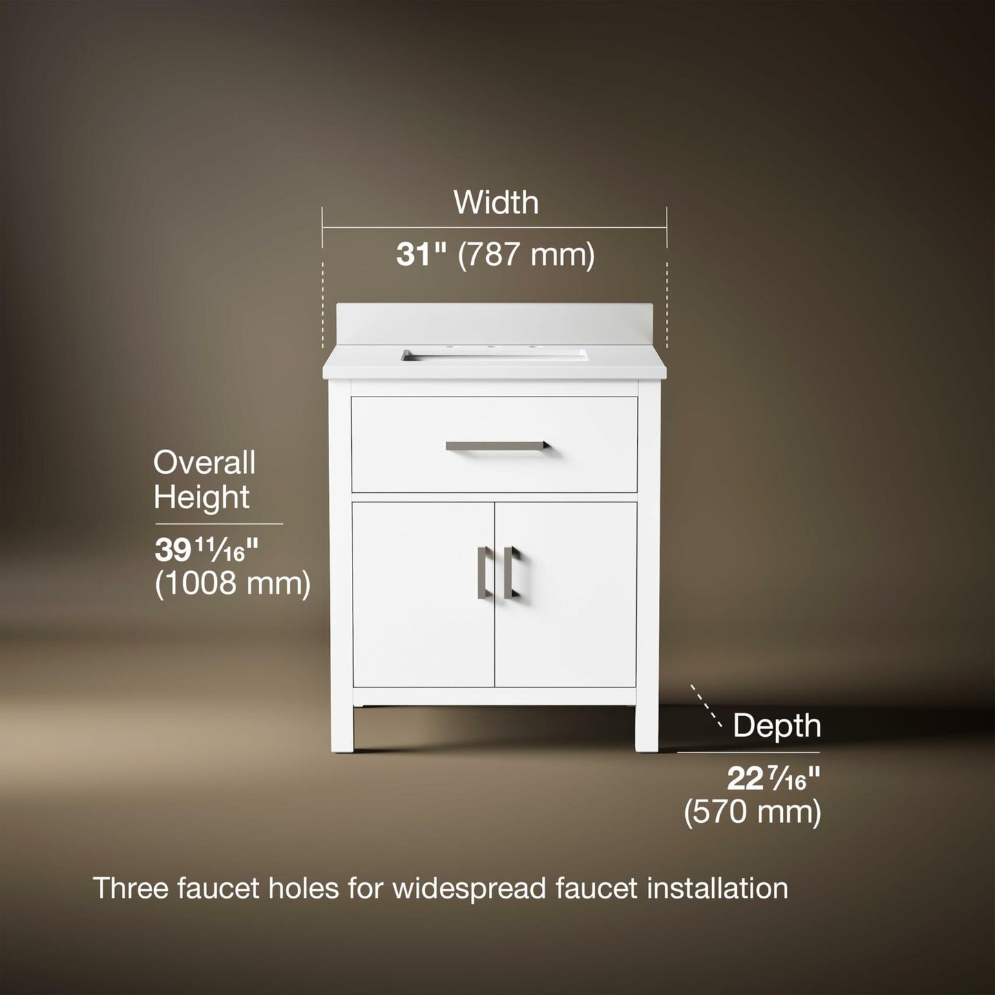 KOHLER Clave 30 Inch Bathroom Vanity & Quartz Top K-R34256-ASB-0