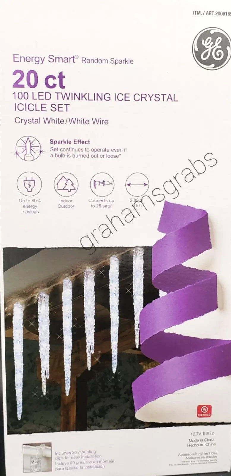 100 LED twinkling ice crystal icicle set