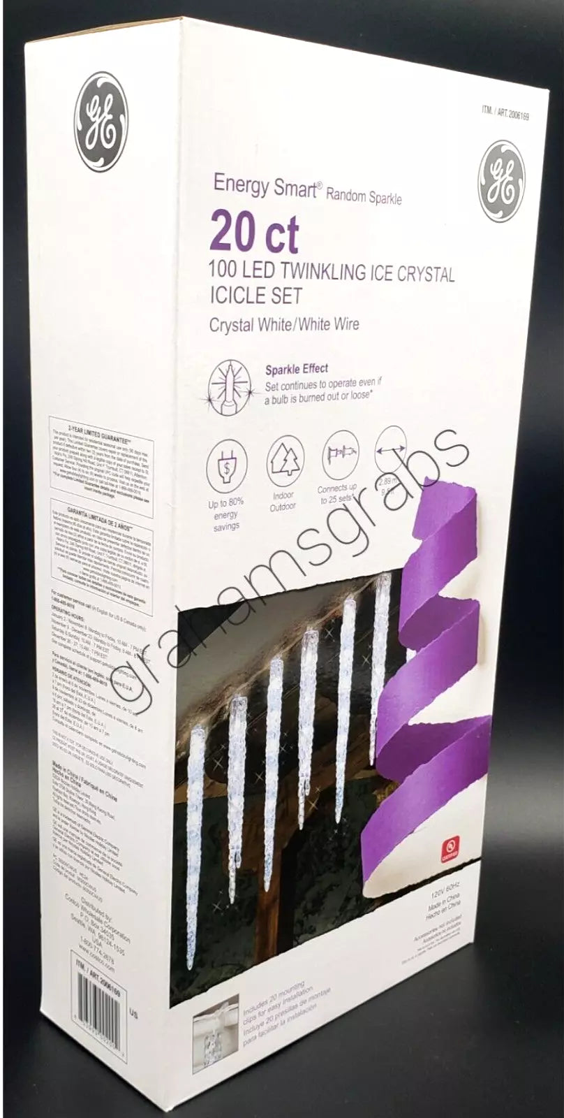 100 LED twinkling ice crystal icicle set