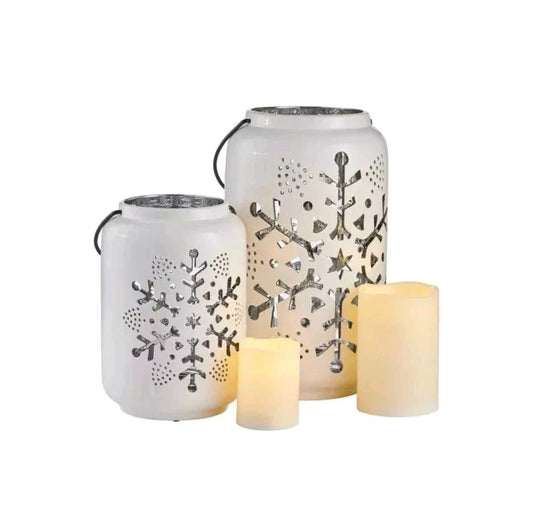 Evergreen, Ceramic LED Lanterns, set of 2