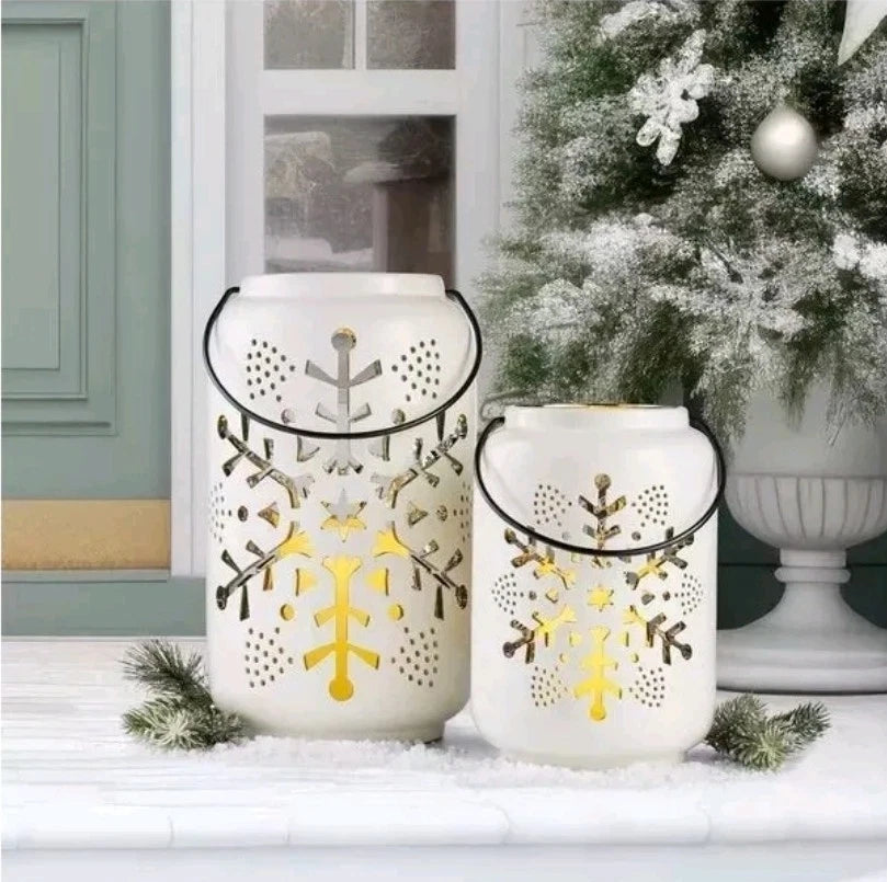 Evergreen, Ceramic LED Lanterns, set of 2