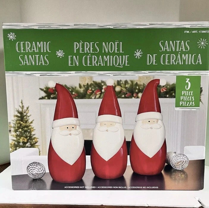 Ceramic Santa, 3 Piece Set