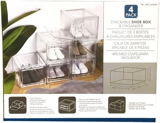 Stackable Shoebox & Organizer, 4-pack