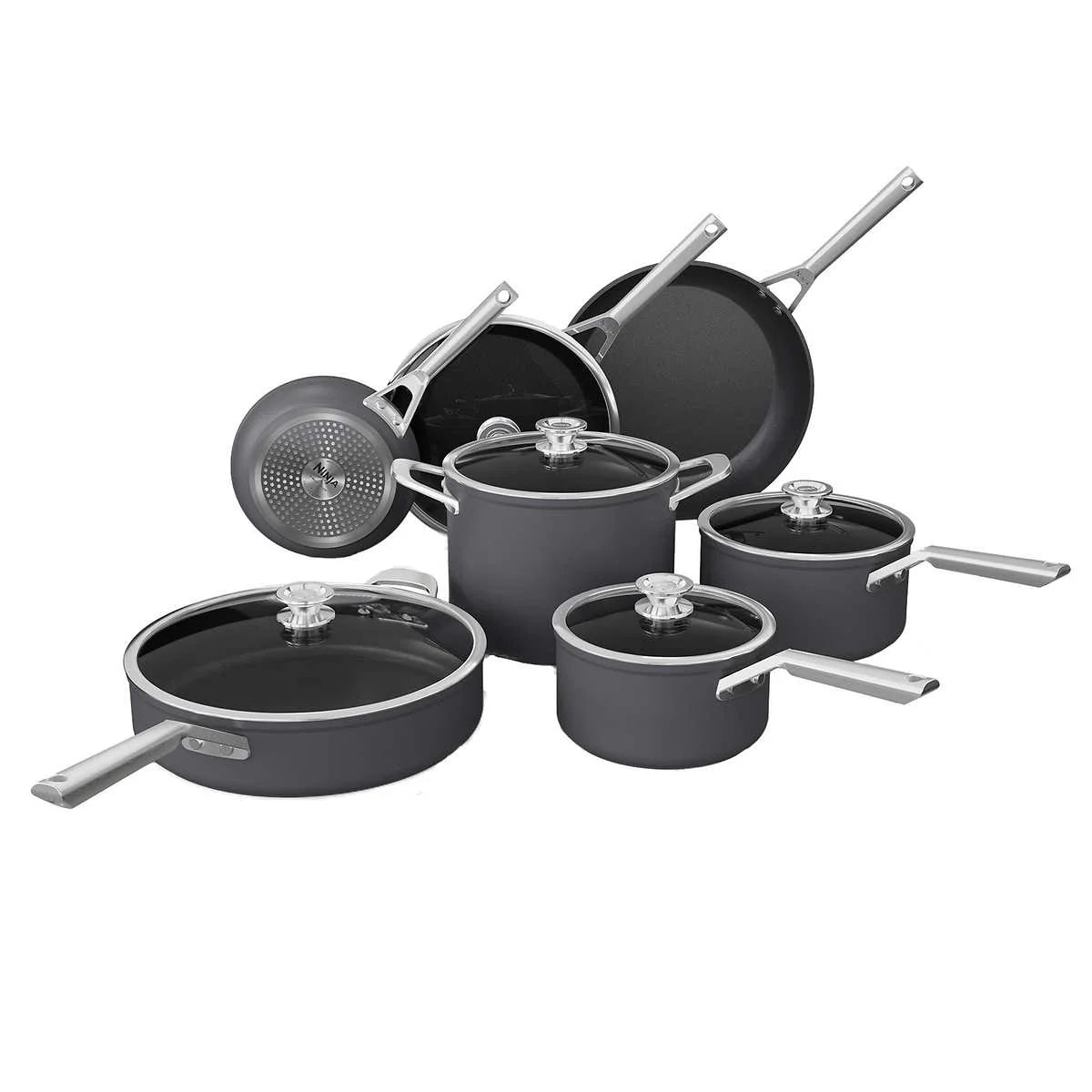 Ninja NeverStick Professional Hard-Anodized 12-Piece Cookware Set with Stacking Lids
