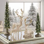Christmas Deer Family with Trees, Set of 5