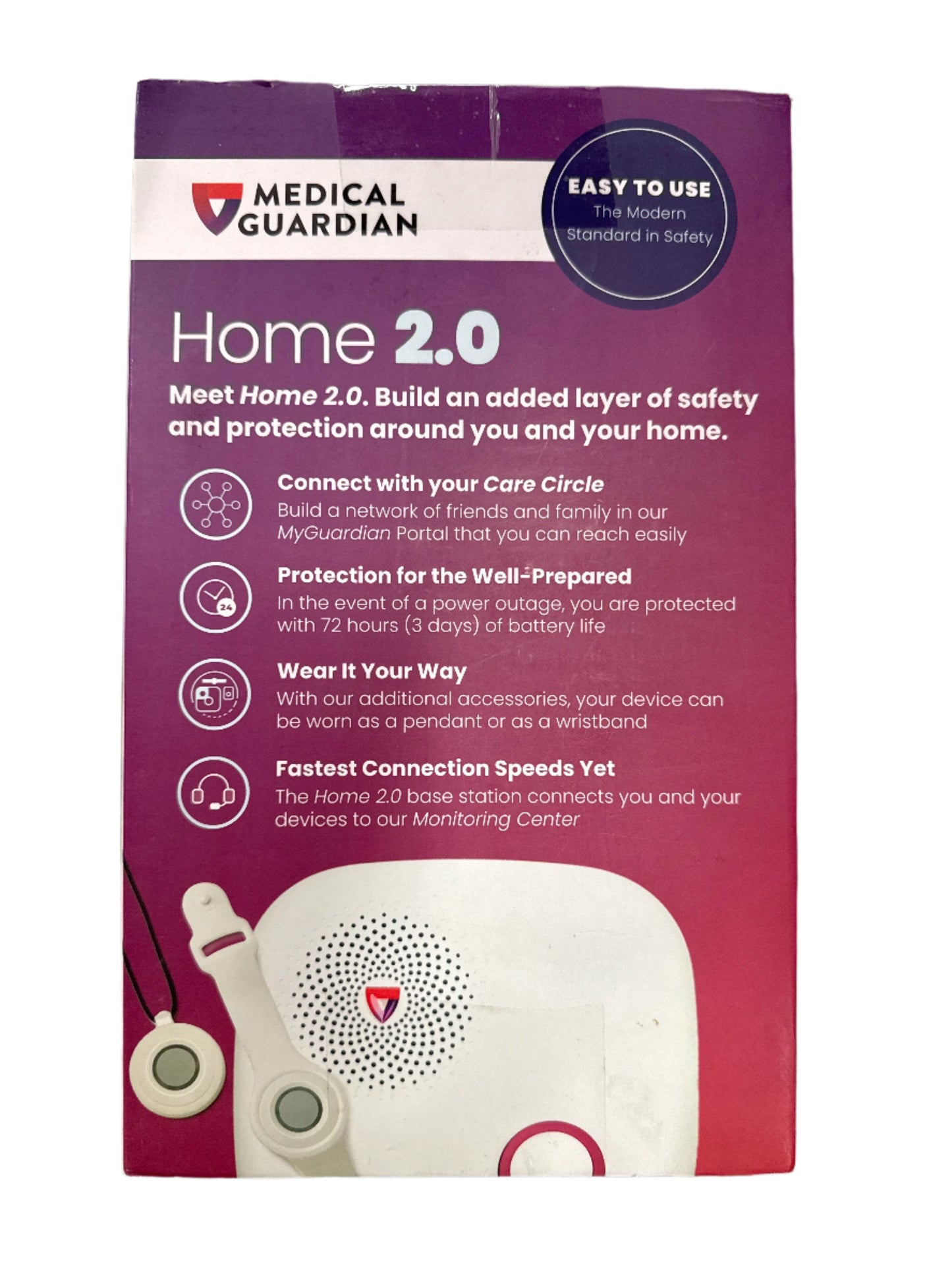 Medical Guardian MGHome Cellular | Medical Alert System for Seniors at Home, Caregiver Call Button | Fast, Reliable 4G Coverage & 24/7 Emergency Operator Care | Monthly Subscription Required