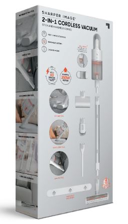 Sharper Image Stick & Handheld Combo Vacuum with 350W Motor, Cordless White: HEPA Filter, Multi-Surface, Bagless