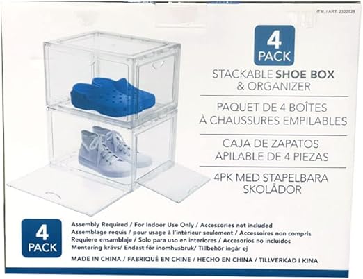 Stackable Shoebox & Organizer, 4-pack