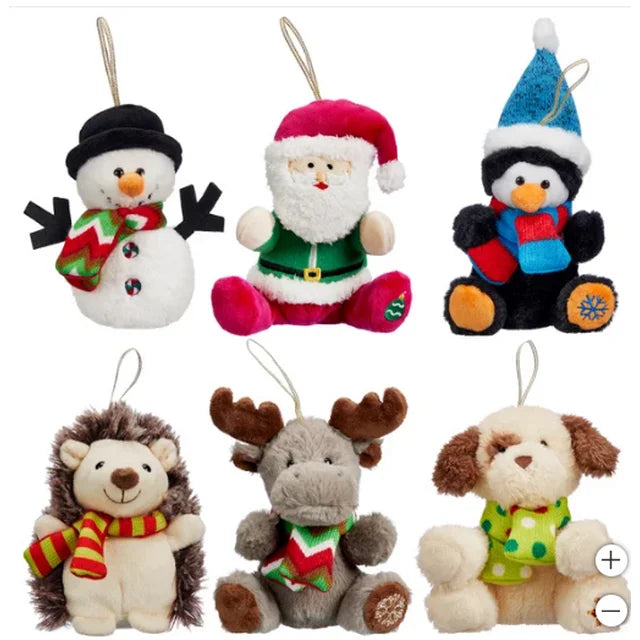 4.5” Plush Bear & Animal Ornaments, 12-piece Set
