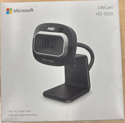 Microsoft LifeCam HD-3000 for Business with built-in noise cancelling Microphone, Light Correction, USB Connectivity with universal attachment base, for video calling on Microsoft Teams/Zoom