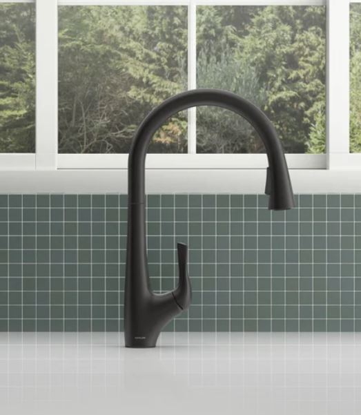 Kohler Bevin Pull-Down Kitchen Faucet-Black