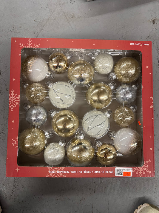 Glass Ornaments 18-piece Set, Assorted Colors