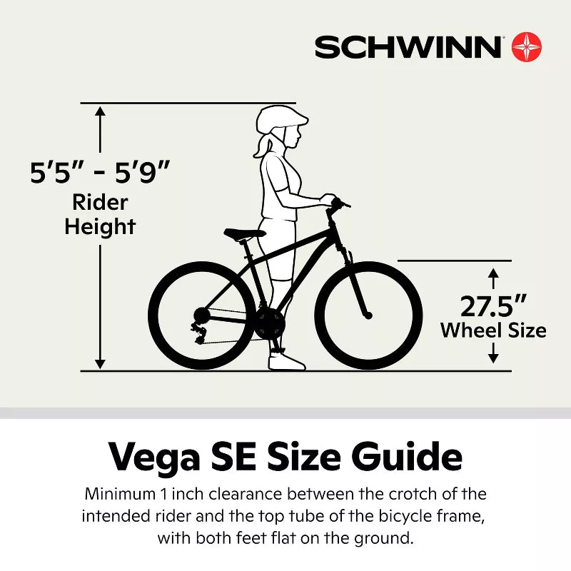 Schwinn Vega SE 27.5" Adult Comfort Hybrid Bike - Black