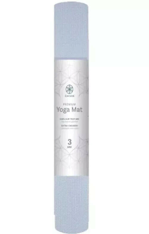 Gaiam Classic Yoga Mat 3MM Lakeside Light Grey Lightweight Portable Non-Slip NEW