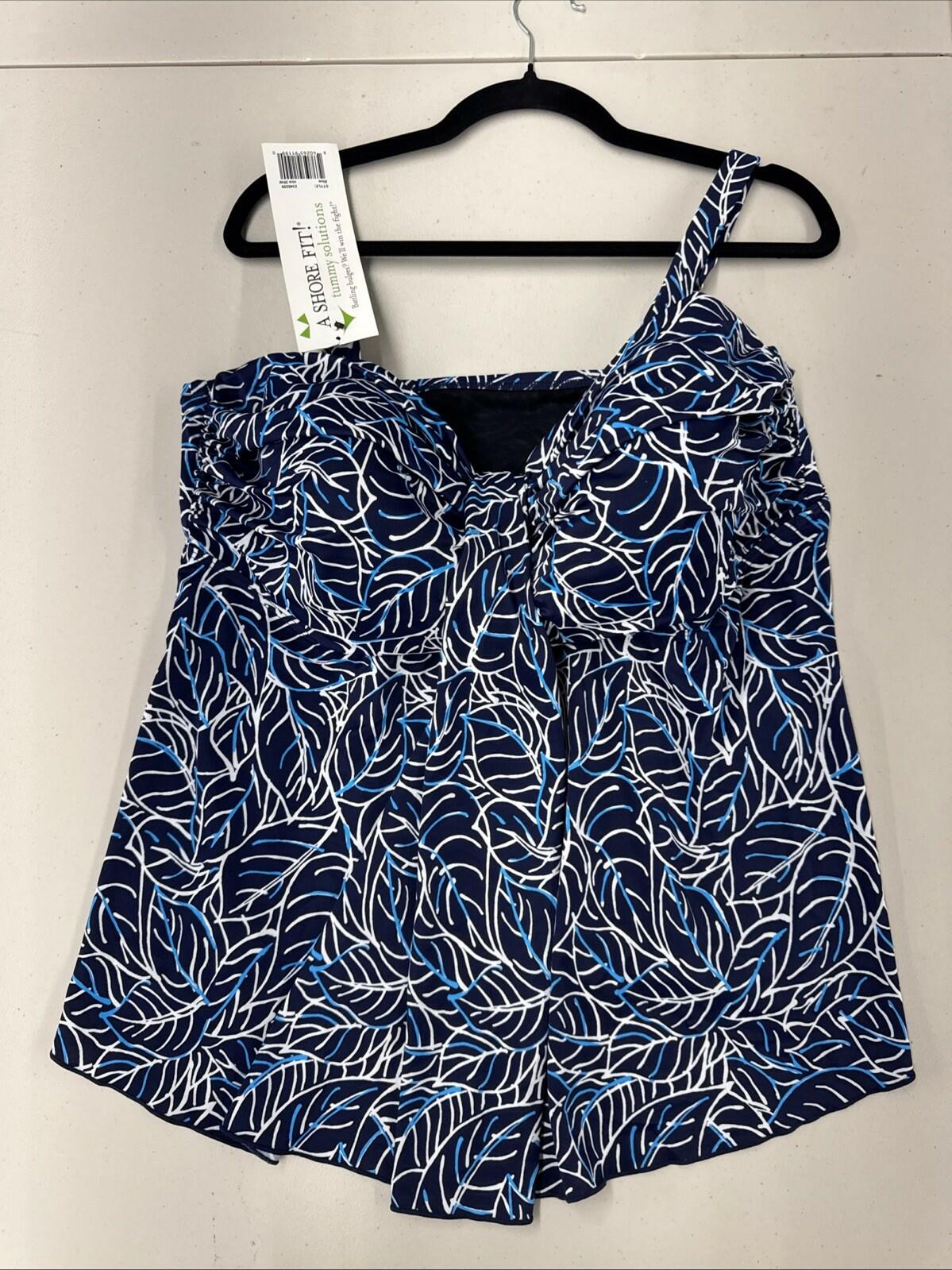 NWT A Shore Fit tummy flattering swim tankini top size 20W