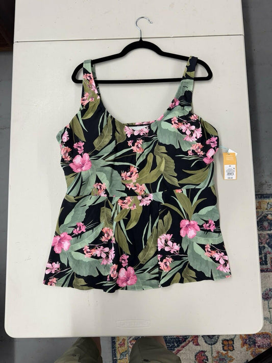 Kona Sol Tankini Top Tropical Floral Size 24 XXL