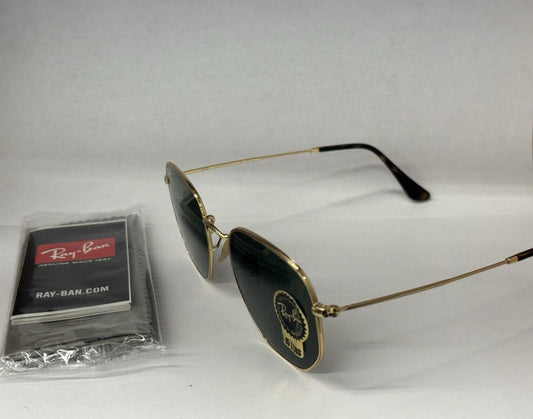 Ray-Ban Sunglasses RB3548N Hexagonal Flat Gold Frame Green Classic Lens 51mm