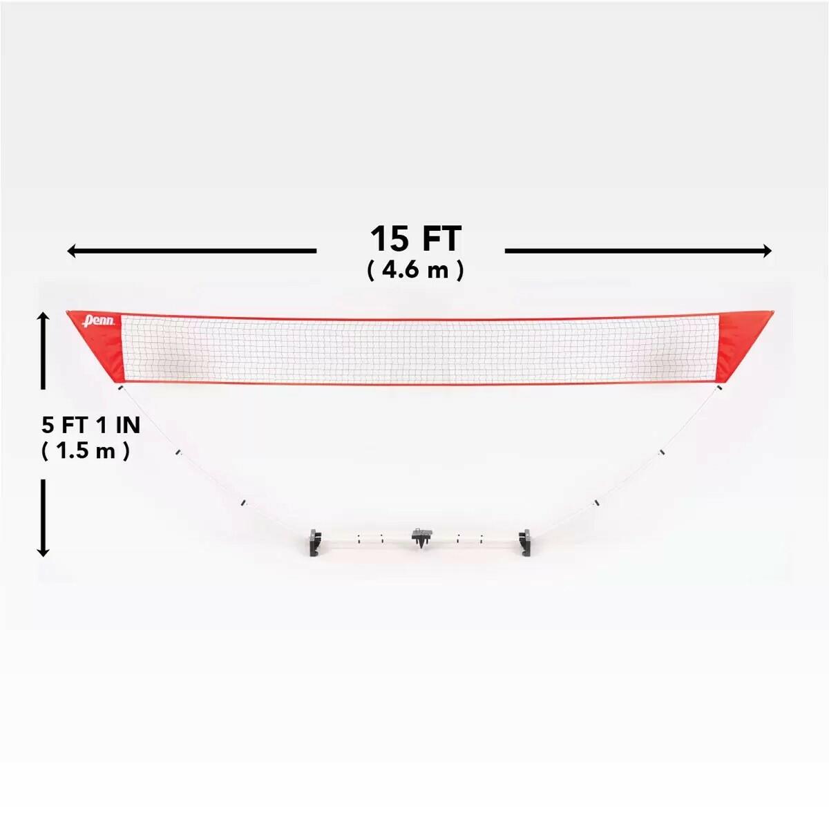 Penn Premium Easy Setup Badminton Set with 4 Rackets and 2 Shuttlecocks