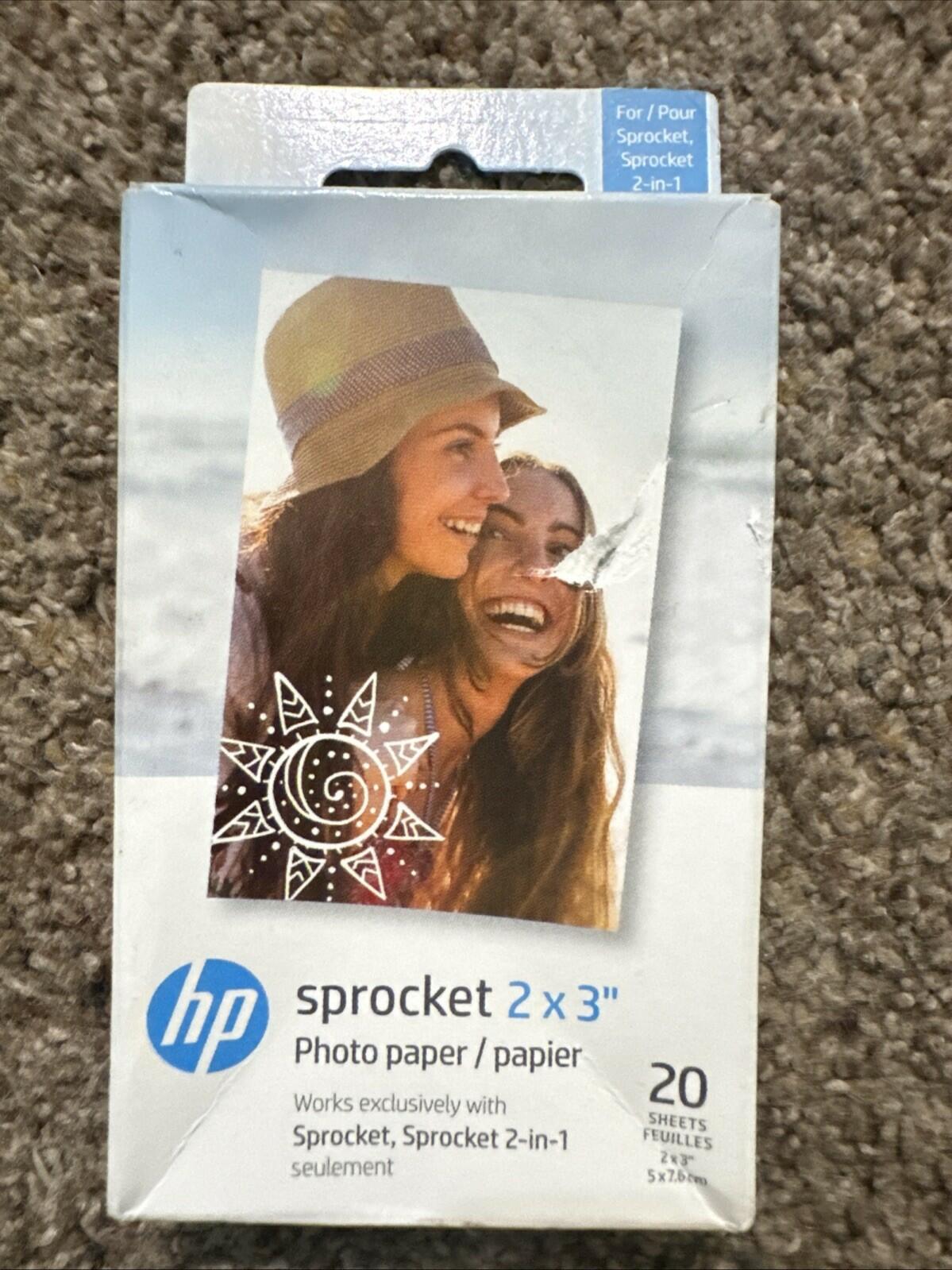 New HP Sprocket Photo Paper for HP Sprocket Photo Printers 20 Sheets - 2x3"