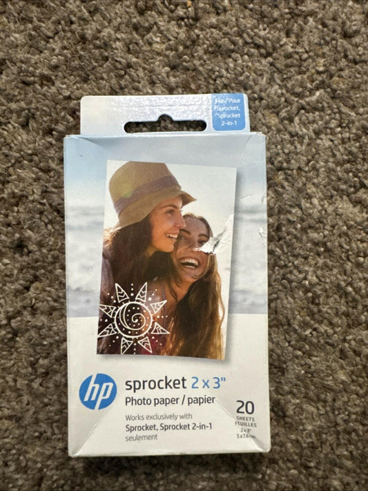 New HP Sprocket Photo Paper for HP Sprocket Photo Printers 20 Sheets - 2x3"