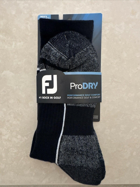 NEW FootJoy Men's ProDry Crew Golf Socks 2 Pairs Driftwood Size 7-12