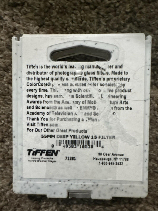 Tiffen 55mm Deep Yellow 15 Camera Lens Filter for Black and White Photography