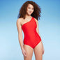 Kona Sol Women s One Shoulder Swimsuit Red-Large