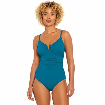 Time and Tru Women s and Plus V Wire One Piece Swimsuit-small
