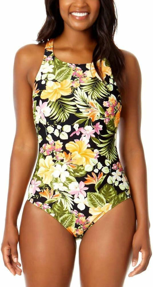 Hurley Womens's UPF 50+ Sun Protection Floral One Piece Swimsuit-xsmall