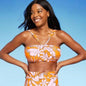 Women's Tropical Print Bralette Bikini Top - Kona Sol™ Orange D/DD Cup