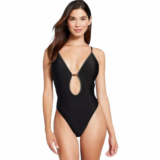 Shade & Shore Women's Plunge  One Piece Swimsuit-small