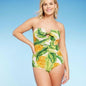 Women's Banana Print Pique Bandeau Full Coverage One Piece Swimsuit - Medium