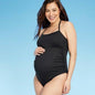 Rib Tie Strap One Piece Maternity Swimsuit - Medium