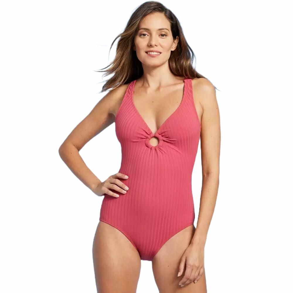 Kona Sol Women's Wide Ribbed Ring Medium Coverage One Piece Swimsuit