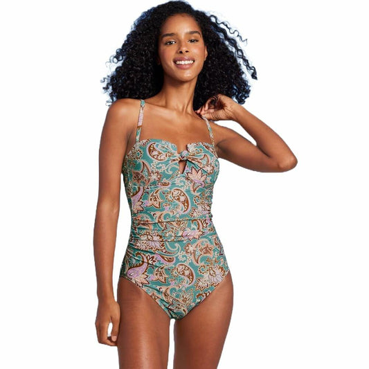 Shade & Shore Women's Shirred Bandeau One Piece Swimsuit - Medium