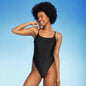 Women's Ultra High Leg Extra Cheeky Scoop Back One Piece Swimsuit - Medium