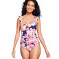 Kona Sol Women's loral Print Ruffle Sleeve Onepiece Swimsuit - Medium