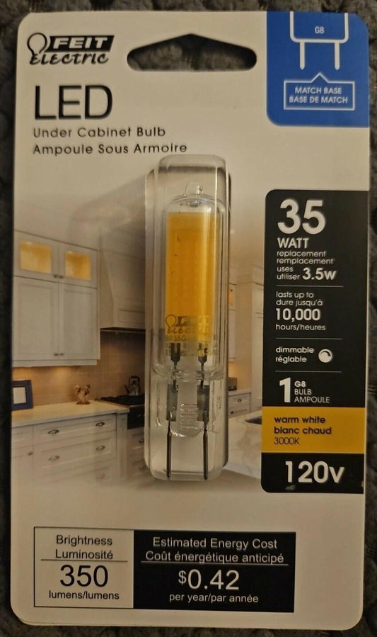 Feit Electric G8 LED Under Cabinet Bulb Warm White 35 Watt Equiv. 350 Lumens