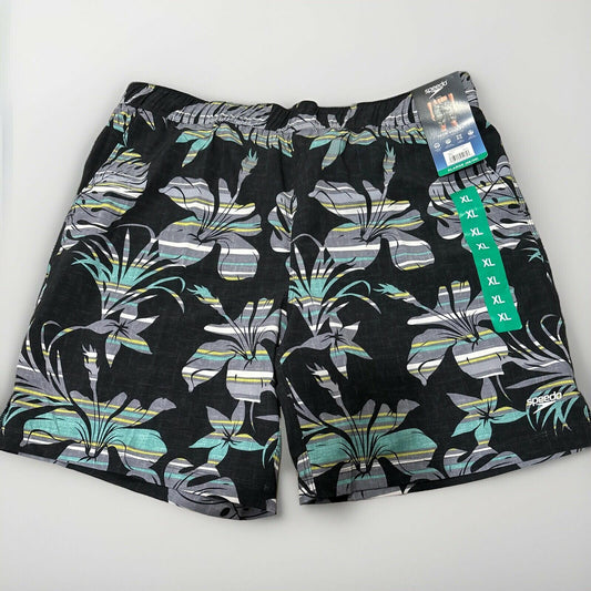 Speedo Men's Swim Trunk Tech Volley Black Floral - Sz XL