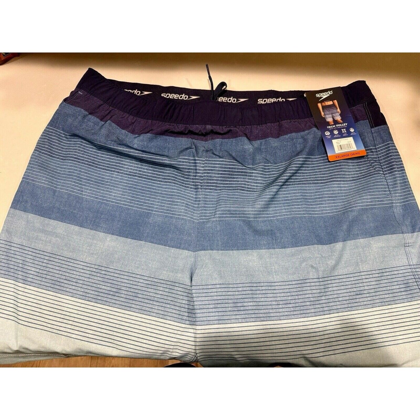 Speedo Men's Tech Volley Swim Shorts Trunks UPF 50+ Comfort Liner Blue XXL 38/40