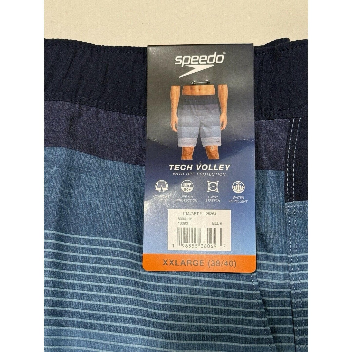 Speedo Men's Tech Volley Swim Shorts Trunks UPF 50+ Comfort Liner Blue XXL 38/40
