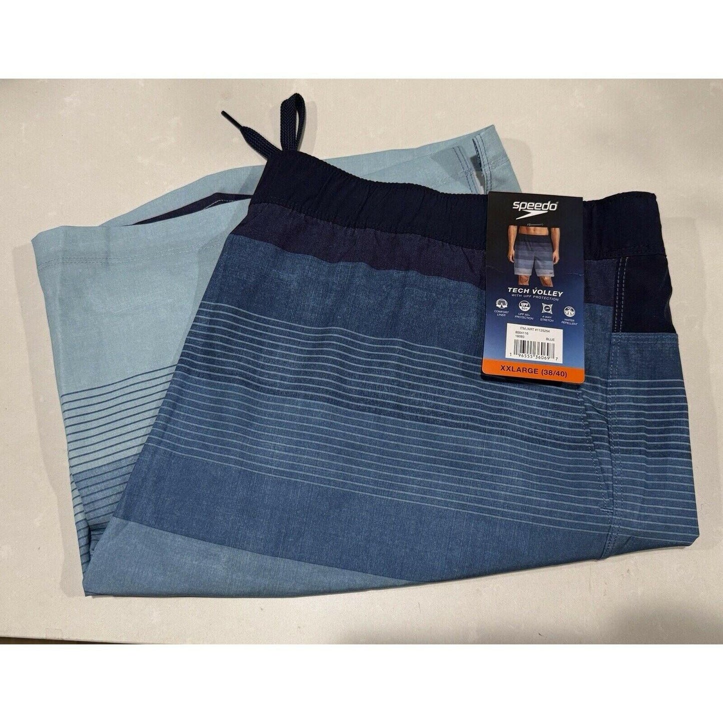 Speedo Men's Tech Volley Swim Shorts Trunks UPF 50+ Comfort Liner Blue XXL 38/40