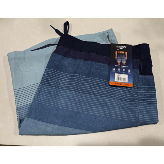 Speedo Men's Tech Volley Swim Shorts Trunks UPF 50+ Comfort Liner Blue XXL 38/40