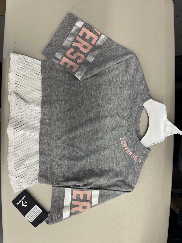 Converse Girl's Kids Siyah Kız Çocuk T-Shirt White Size 5