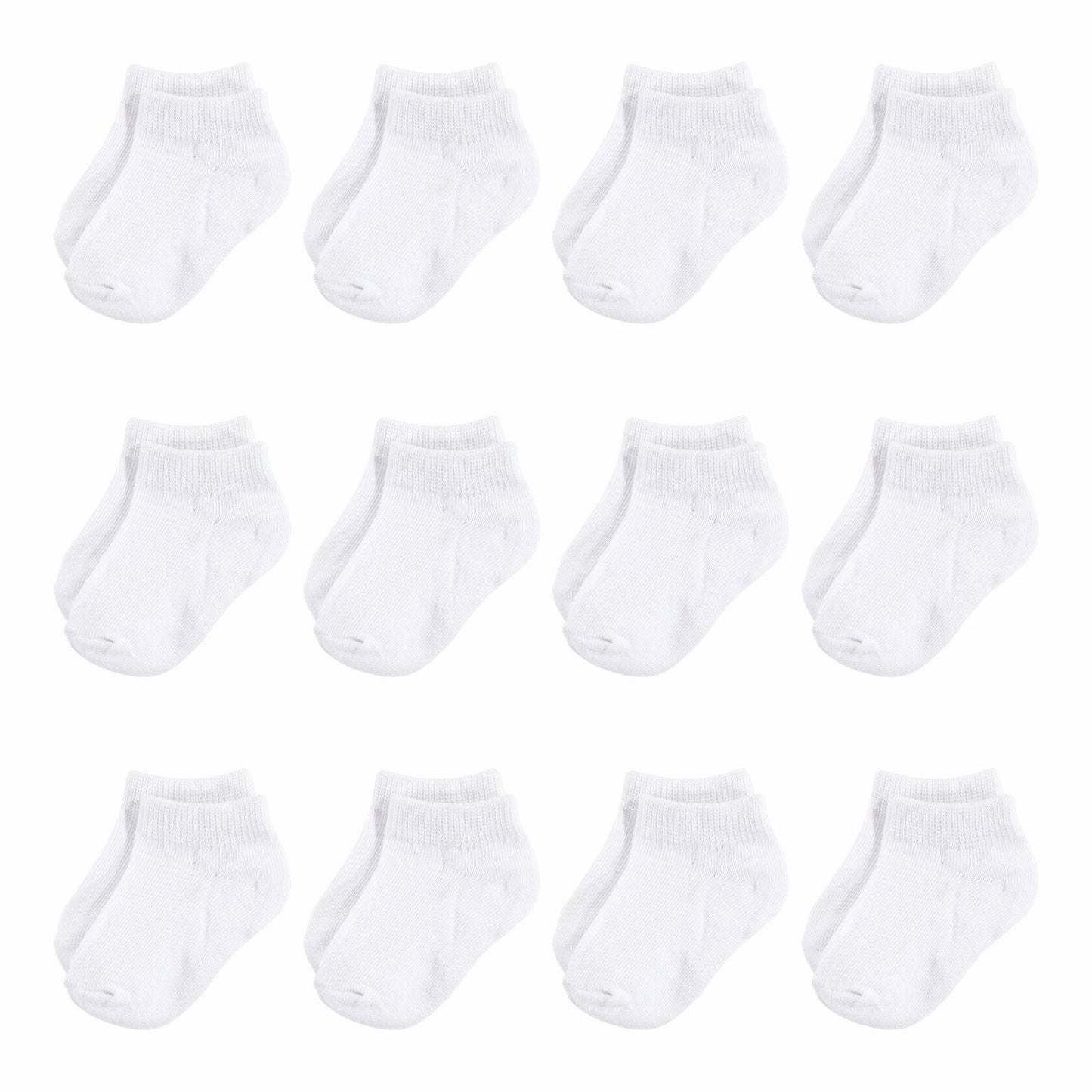 Touched By Nature Baby Organic Cotton Casual Sock-White No Show, 12-24 Months US