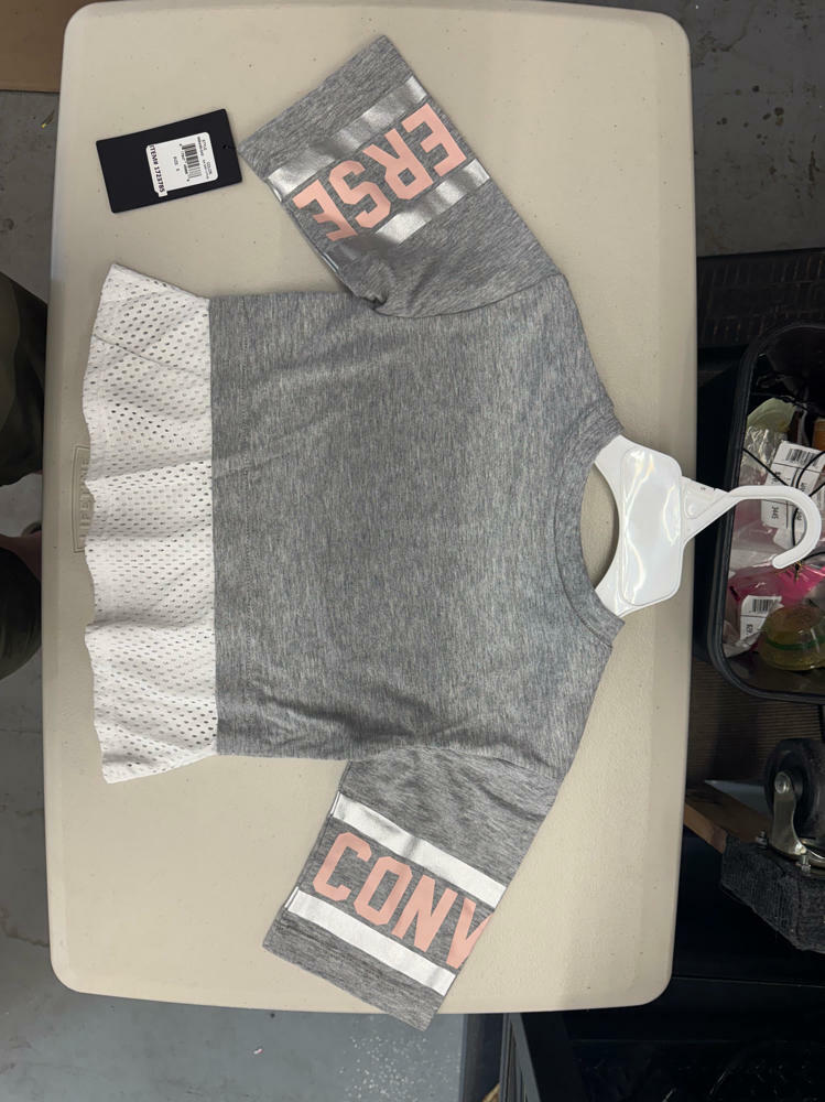 Converse Girl's Kids Siyah Kız Çocuk T-Shirt White Size 5