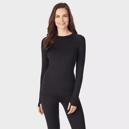 Warm Essentials by Cuddl Duds Women's Active Thermal Crewneck Top - Black M