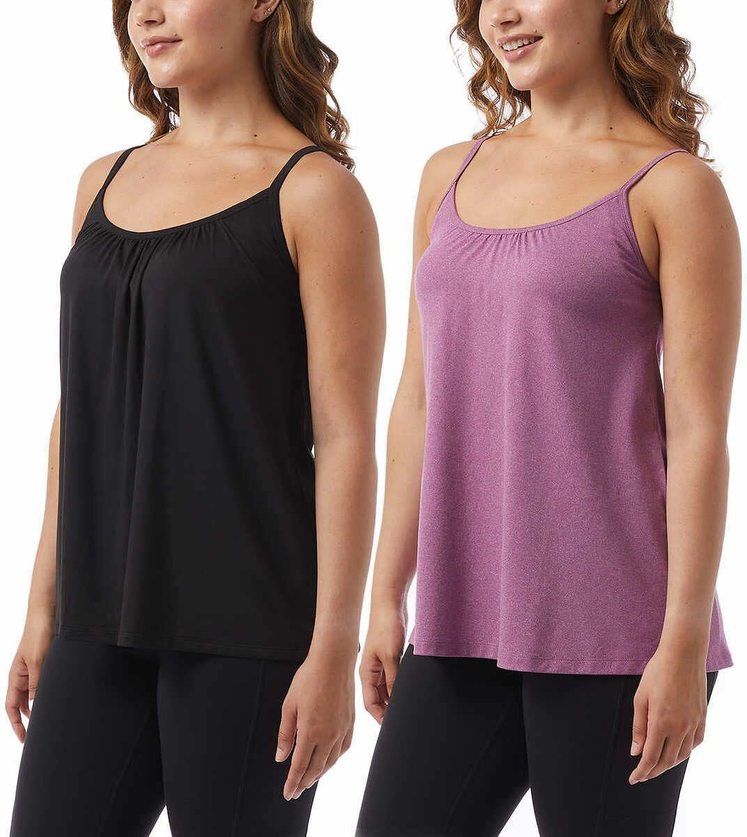 32 Degrees Cool Womens 2-Pack Lightweight Top Cami-XL-Plum/Black